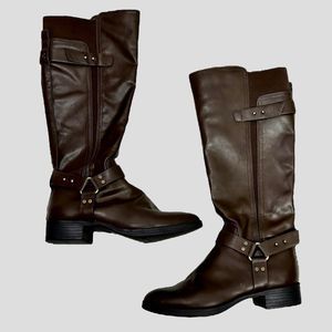 Circus by Sam Edelman Dark Brown Tall Horse Riding Boots Calf Zip Up Boots Fall